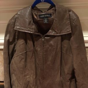 Leather jacket front zipper